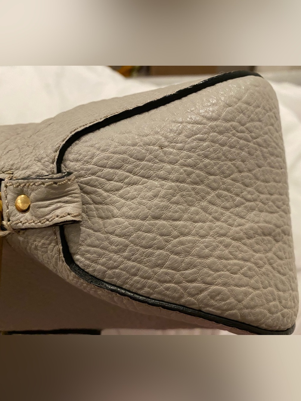 Burberry Pebbled 2-Way Leather Satchel in Light Gray with Gold Hardware - Picture 6 of 16